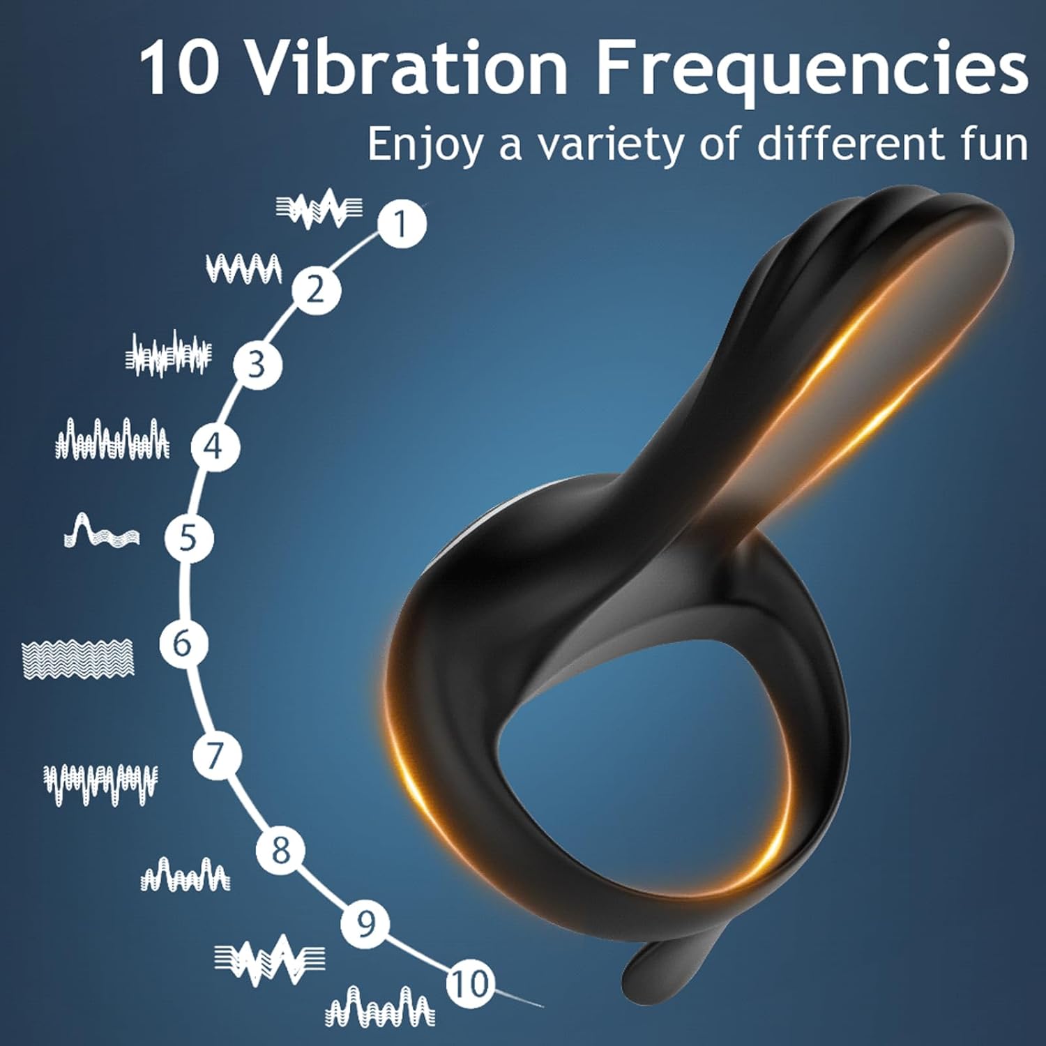 Vibrator Ring with Clitoris Stimulation Perineum Massage, with 10 Vibration Modes, Ring, Sex Toys with App Control, Men's Sex Toy with Remote Control (App Model) – Bild 2