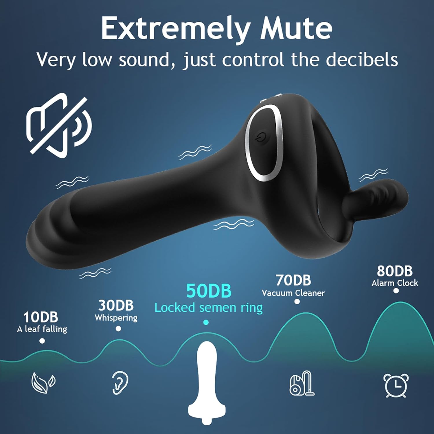 Vibrator Ring with Clitoris Stimulation Perineum Massage, with 10 Vibration Modes, Ring, Sex Toys with App Control, Men's Sex Toy with Remote Control (App Model) – Bild 5