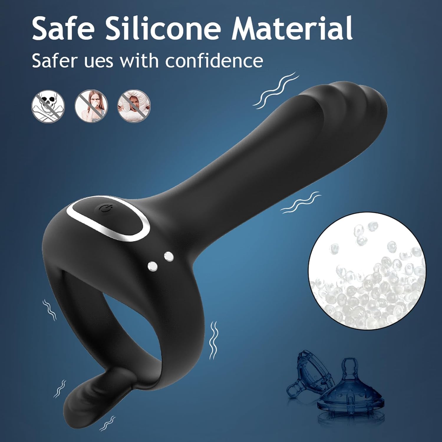 Vibrator Ring with Clitoris Stimulation Perineum Massage, with 10 Vibration Modes, Ring, Sex Toys with App Control, Men's Sex Toy with Remote Control (App Model) – Bild 3