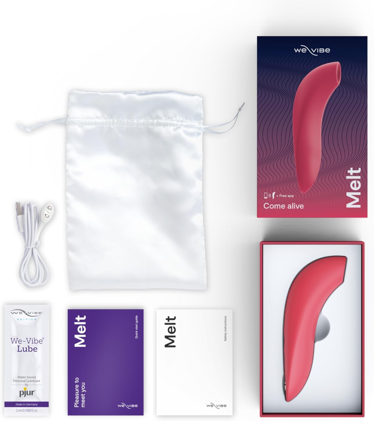 We-Vibe Melt Clitoral Sucker for Couples - Clitoris Vibrator with 12 Intensity Levels - Waterproof Pressure Wave Vibrator - App Compatible - Rechargeable Sex Toy for Women - Coral – Bild 2