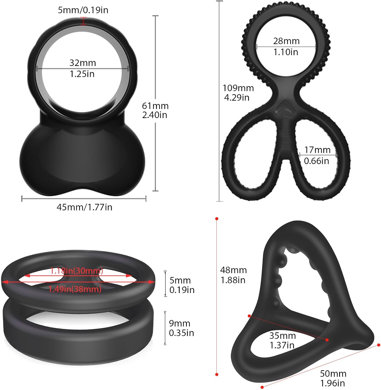 2023 Ring, Stretchable Silicone Cock Ring, Testicle Rings, Set of 4, Liquid Silicone Ring, Case, Cock Rings, Extreme Silicone Sleeve, Sex Toy for Couples, Extreme Sex, – Bild 5