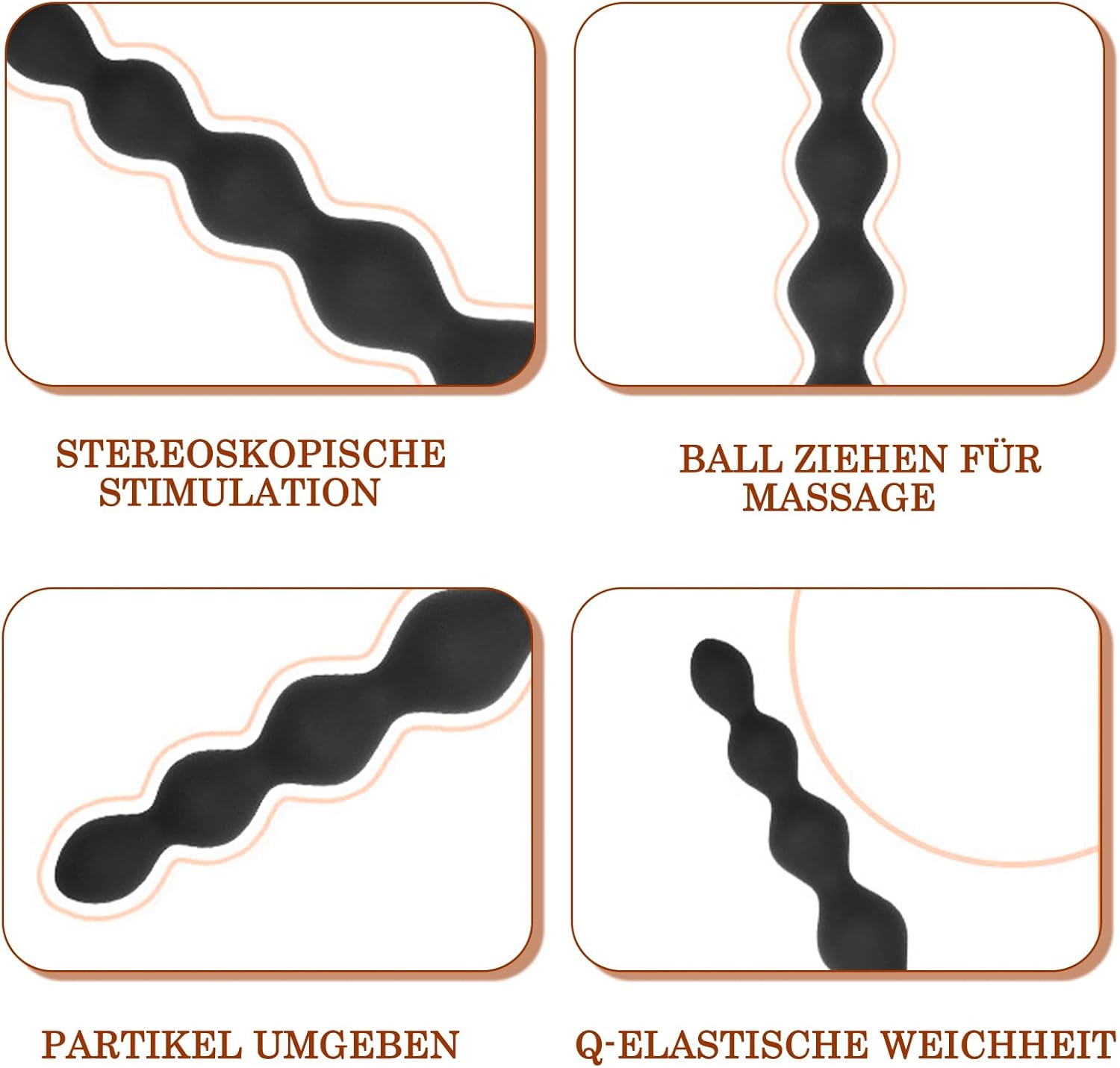 BDSMYOU Chain Plug with 5 Balls Beads + O-Ring, Plug for Men Women Beginners Plug Butt Plug Dildo Spreader Masturbator, Sex Toy Both (S) – Bild 3