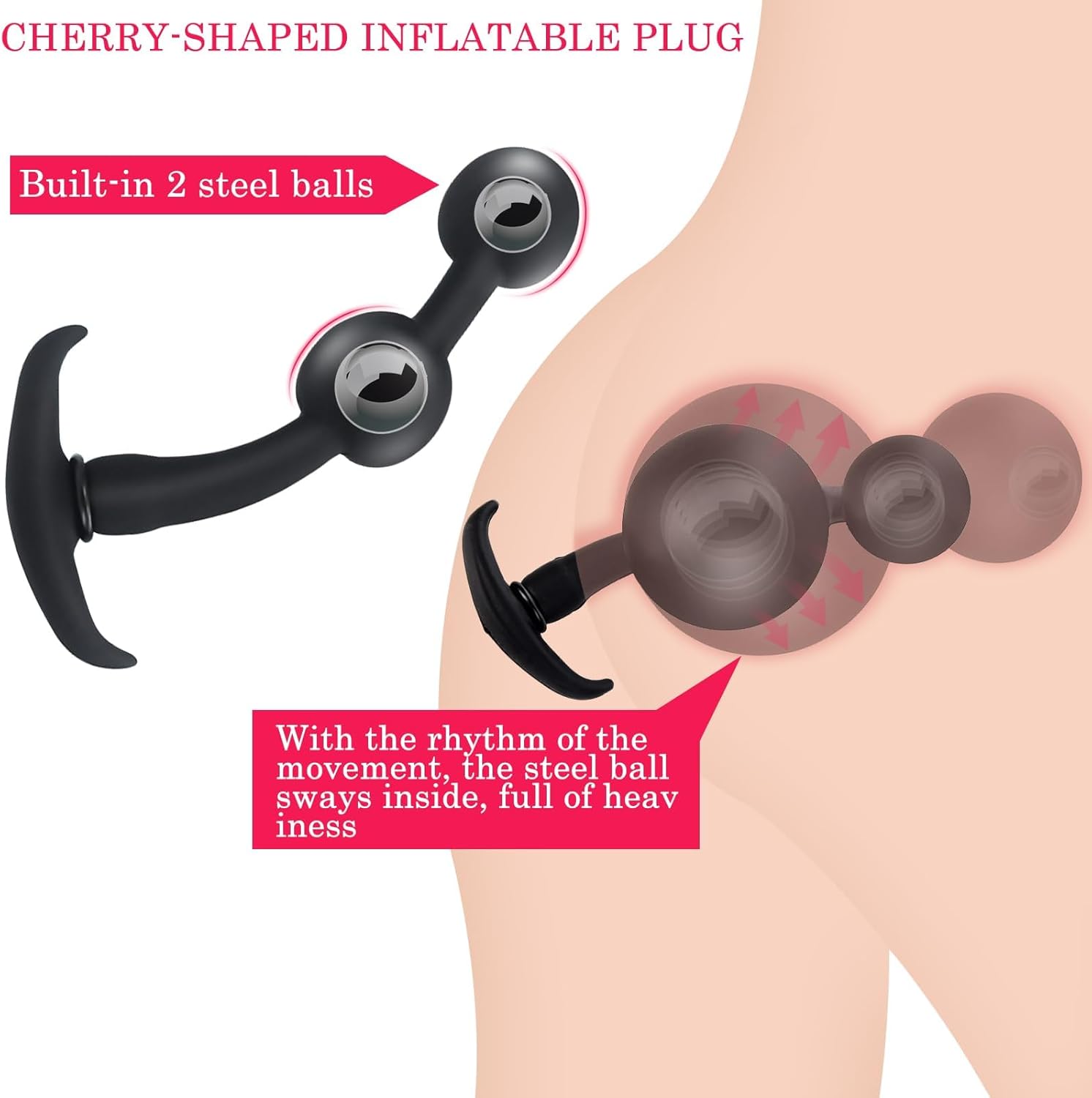 6-Piece Plug Set, Inflatable Plug with Pump and 2 Balls, Butt Plug Dildo, Dildo XXL, Giant Dildo Butt Plug, Spreader, Beads Chain Toys, Toy Masturbator – Bild 2