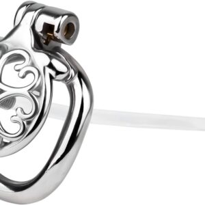 Love Pot Head Chastity Cage Men’s Extreme with Urethral Dilator, Chastity Cage Men with Invisible Lock & 2 Keys Cage SM Bondage Sex Toy (Silicone Dilator, 55 mm)