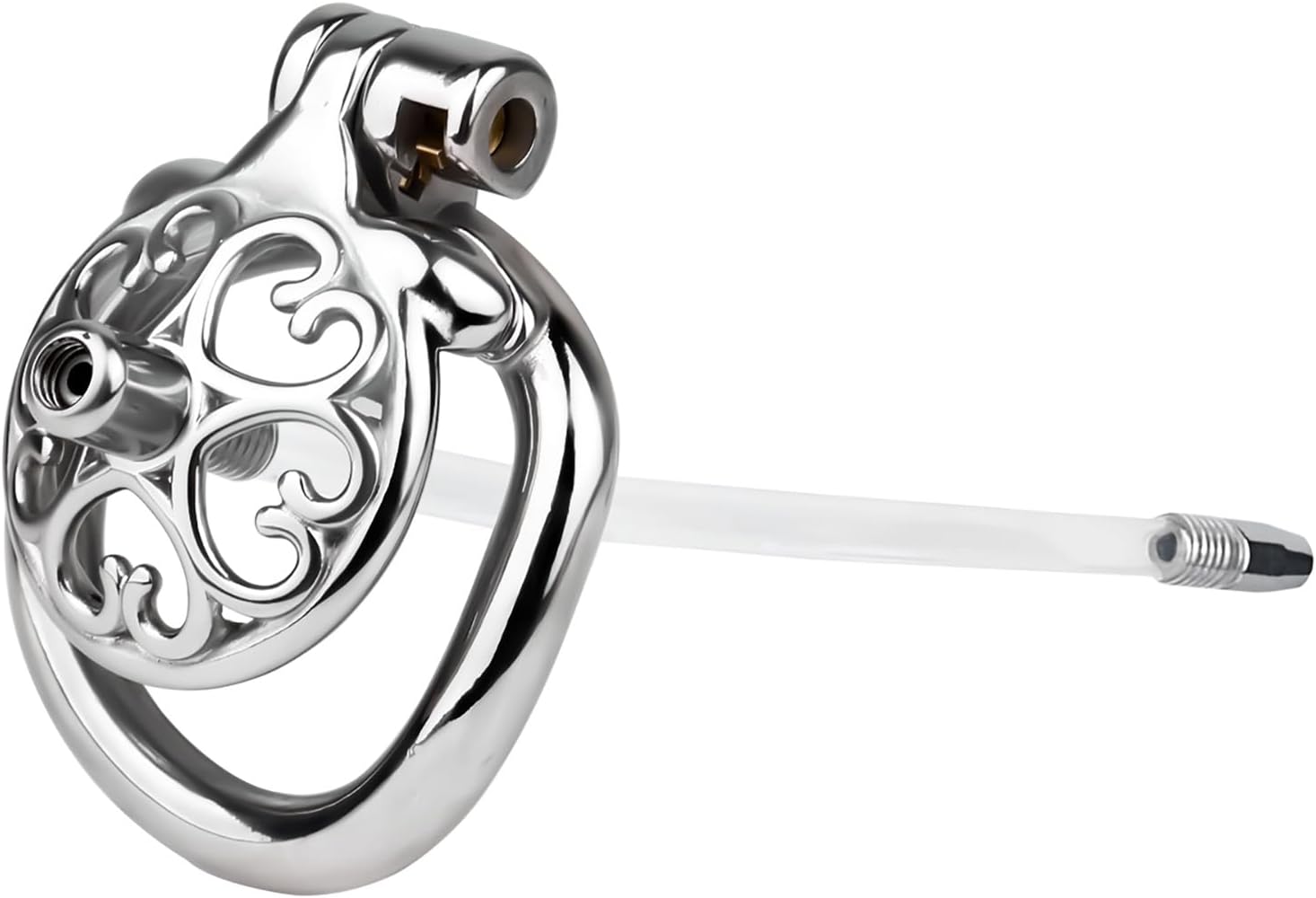 Love Pot Head Chastity Cage Men's Extreme with Urethral Dilator, Chastity Cage Men with Invisible Lock & 2 Keys Cage SM Bondage Sex Toy (Silicone Dilator, 55 mm)