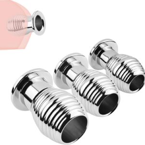 GeRRiT Stainless Steel Hollow Plug Tunnel S/M/L Open Butt Plug Anus Expander Vagina Speculum Hollow Plug Douche Enema Dilator Plug Sex Toy for Men Women Couples (L)