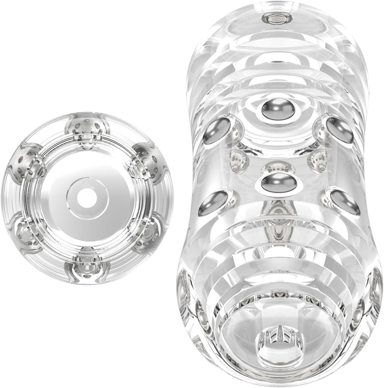 BDSMAGE Masturbator with 12 Steel Balls, Masturbating Extremely Tight for Men, Pocket Pussy, Glans Stimulator, Man, Trainer, Pocket Pussy, Erotic Sex Toy for Men, Solo (Transparent) – Bild 4