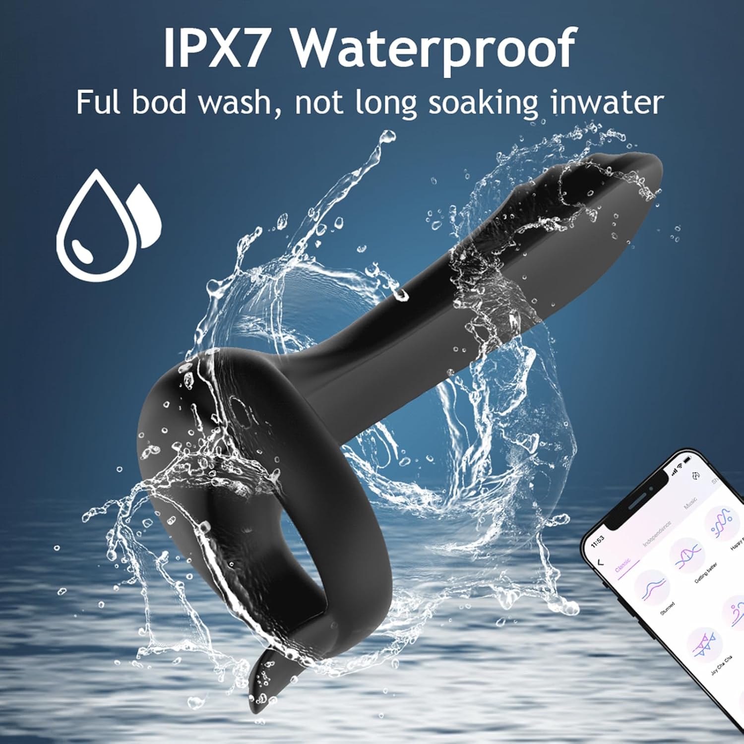 Vibrator Ring with Clitoris Stimulation Perineum Massage, with 10 Vibration Modes, Ring, Sex Toys with App Control, Men's Sex Toy with Remote Control (App Model) – Bild 6