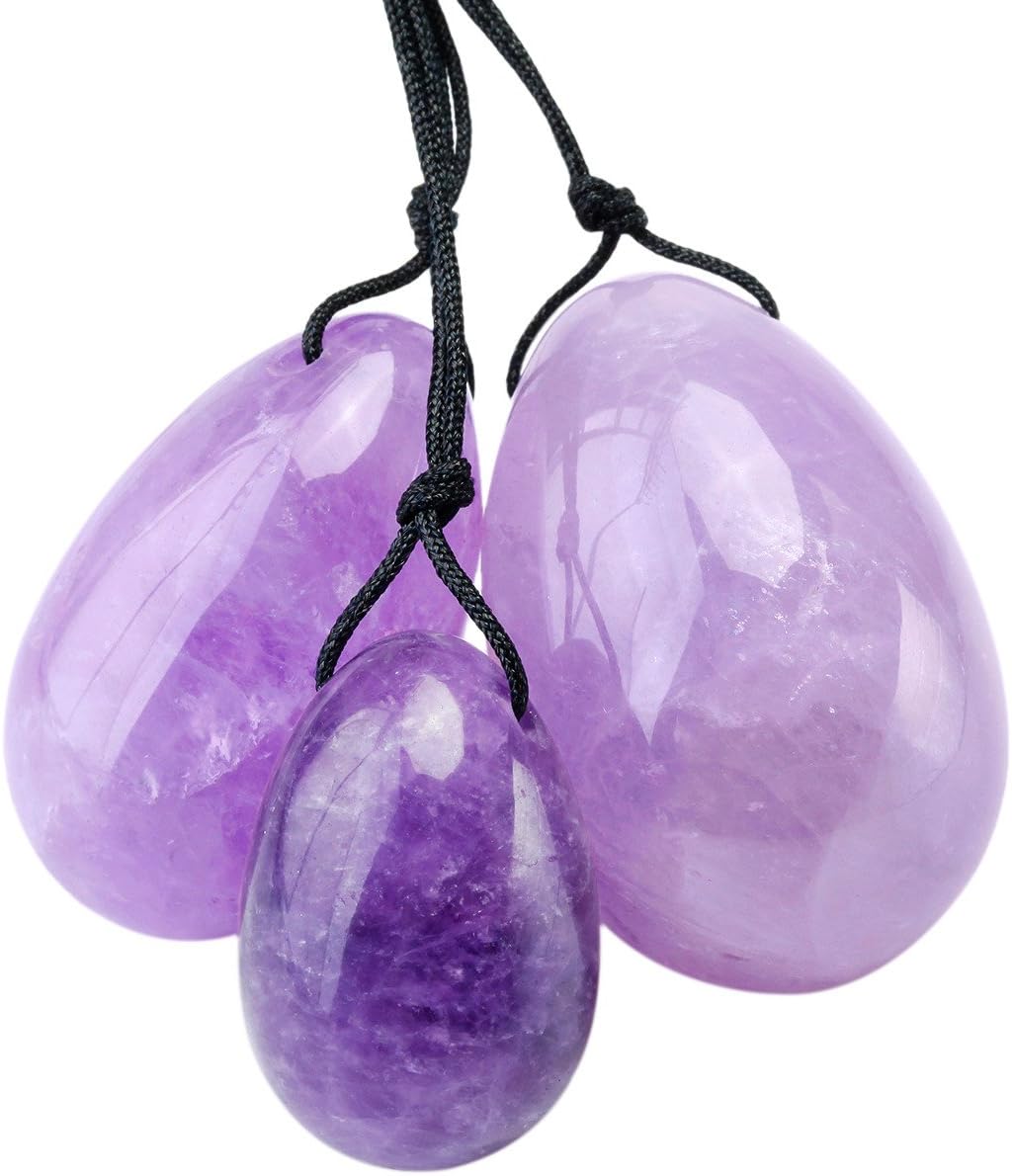 Mookaitedecor Rose Quartz Yoni Eggs, Cone Balls, Pelvic Floor Trainer Exercise Set with 3 x Sizes, Ben Wa Balls, Massage Stones for Exercising Pelvic Floor and Bladder & Recovery from Postpartal Vagina