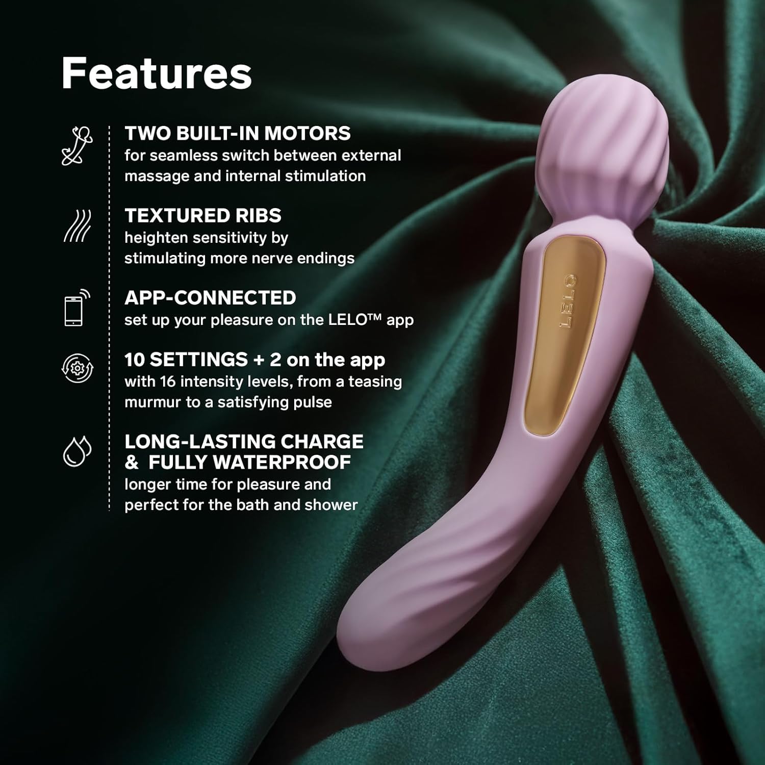 LELO Switch Massage Wand Sex Toy for Women with Bluetooth App and 12 Pleasure Settings, Dildo Vibrator, Vibrator Sets for Women Clitoris Sex Toy Woman, Sex Toy, Double Vibrator (Lilac) – Bild 2