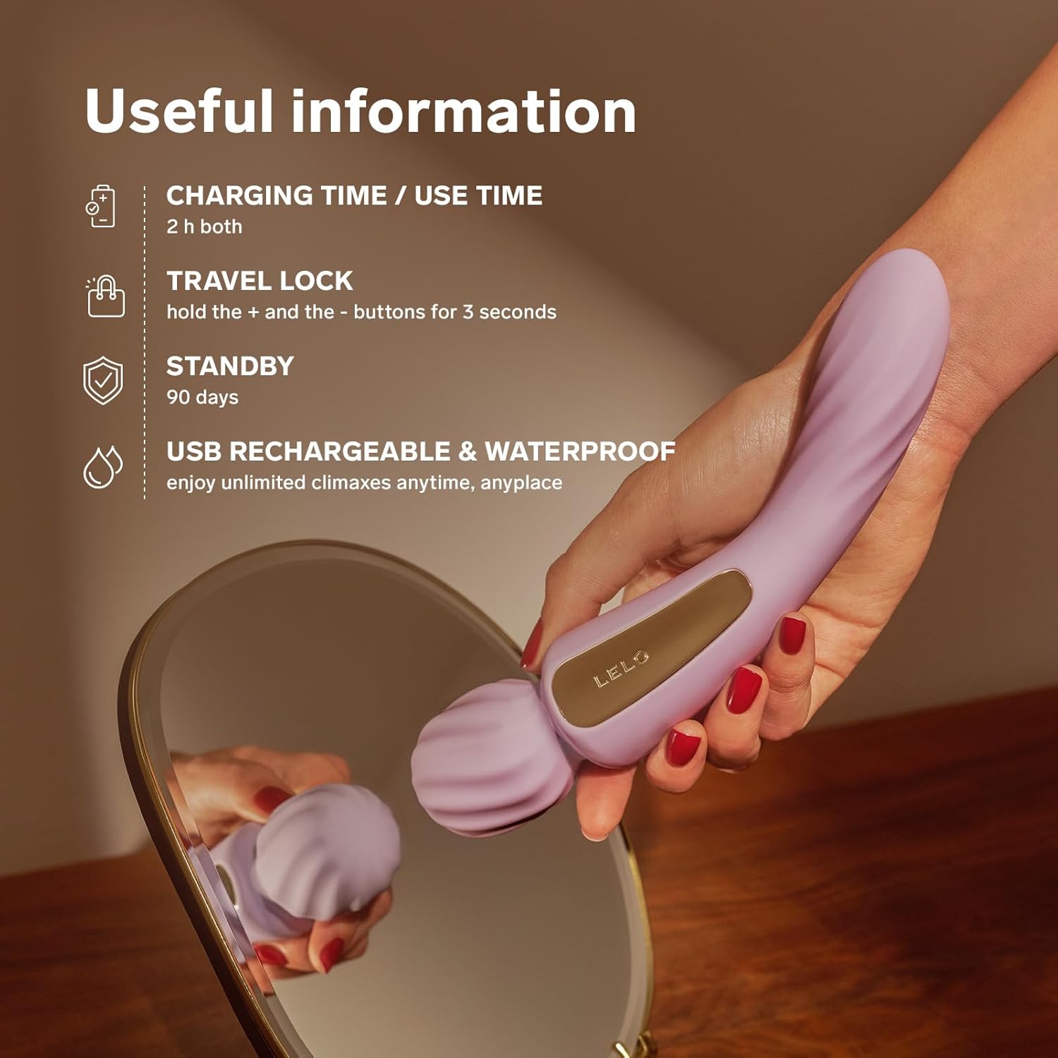 LELO Switch Massage Wand Sex Toy for Women with Bluetooth App and 12 Pleasure Settings, Dildo Vibrator, Vibrator Sets for Women Clitoris Sex Toy Woman, Sex Toy, Double Vibrator (Lilac) – Bild 3