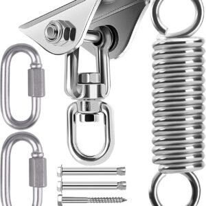Ceiling Hook Hanging Chair Swing Spring 360° Rotatable Heavy Duty Stainless Steel Ceiling Mount up to 450 kg Swing Hook Suspension Hook Punch Bag Holder with 2 Carabiner Hooks for Hammock Punch Bag Yoga Towel