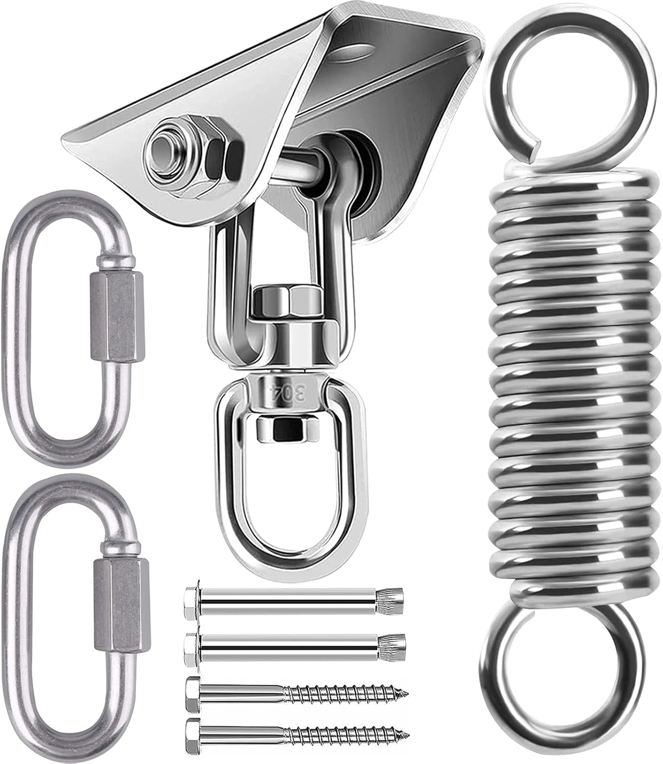 Ceiling Hook Hanging Chair Swing Spring 360° Rotatable Heavy Duty Stainless Steel Ceiling Mount up to 450 kg Swing Hook Suspension Hook Punch Bag Holder with 2 Carabiner Hooks for Hammock Punch Bag Yoga Towel