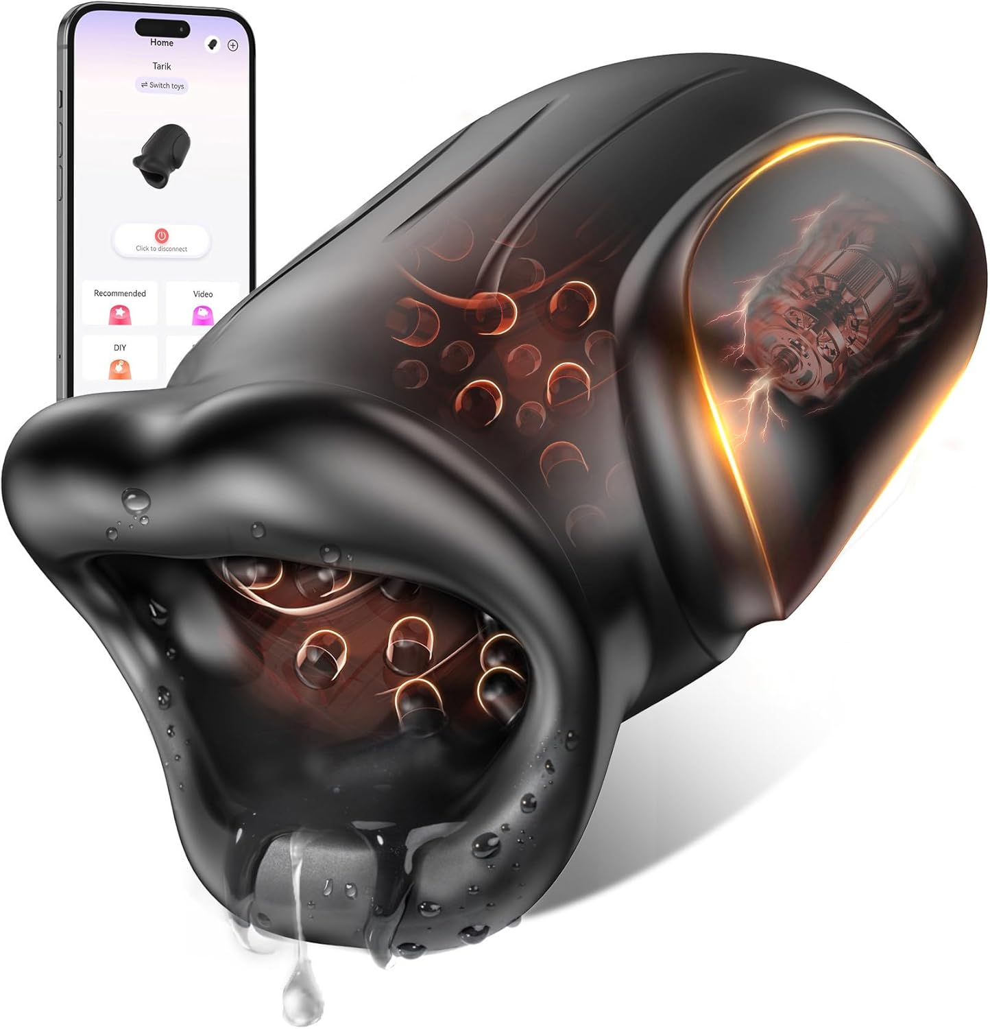 Masturbating for Men Sucking 4-in-1 Masturbating for Men Electric with Mouth-Shaped Mouth Gag Sex Toys Sex Toys Vibrator with 10 Modes