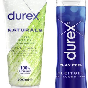 Durex Play Lubricant Versatile Mix Pack for Men and Women – (Naturals, Play Feel) Set with Water-based Lubricant for Sex & Condoms Suitable for Sex & Condoms 200 ml