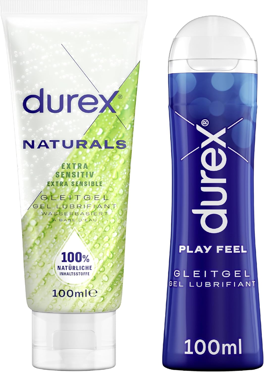 Durex Play Lubricant Versatile Mix Pack for Men and Women - (Naturals, Play Feel) Set with Water-based Lubricant for Sex & Condoms Suitable for Sex & Condoms 200 ml