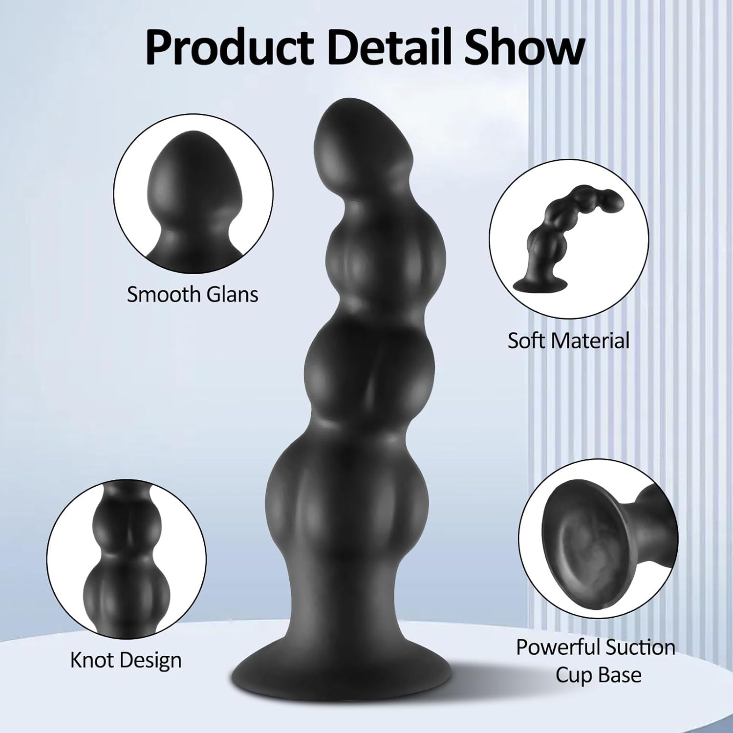 17 cm Knot Dildo, Fantasy Knot Dildo with 4 Gradual Beads, Butt Plug with Powerful Suction Cup, Sex Toy for Female G-Spot Stimulation and Male Prostate Massage (L) – Bild 2
