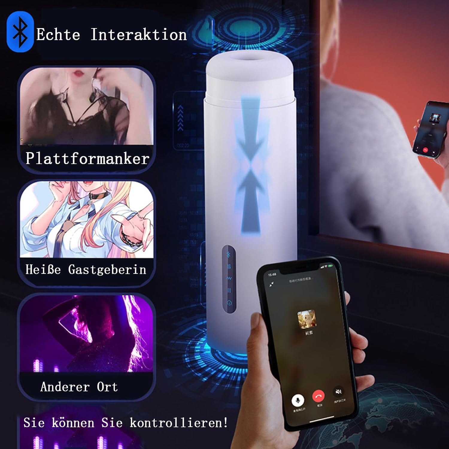 Electric Masturbator Cup Masturbating Self-Retracting Sex Toy for Men Solo Bluetooth Glans Stimulator Vibration Heated Vibration Pocket Pussy Masturbators – Bild 6