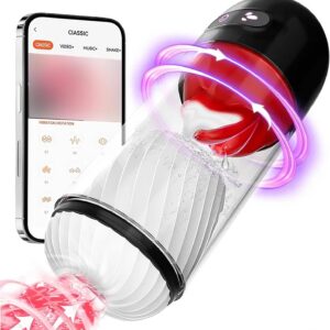 Male Masturbator, Electric Masturbator Cup, Sex Toy with 9 Vibrations and 360° Tongue Licking, Pump for Men, Solo Masturbators, Oral Vibrator, Sex Toy