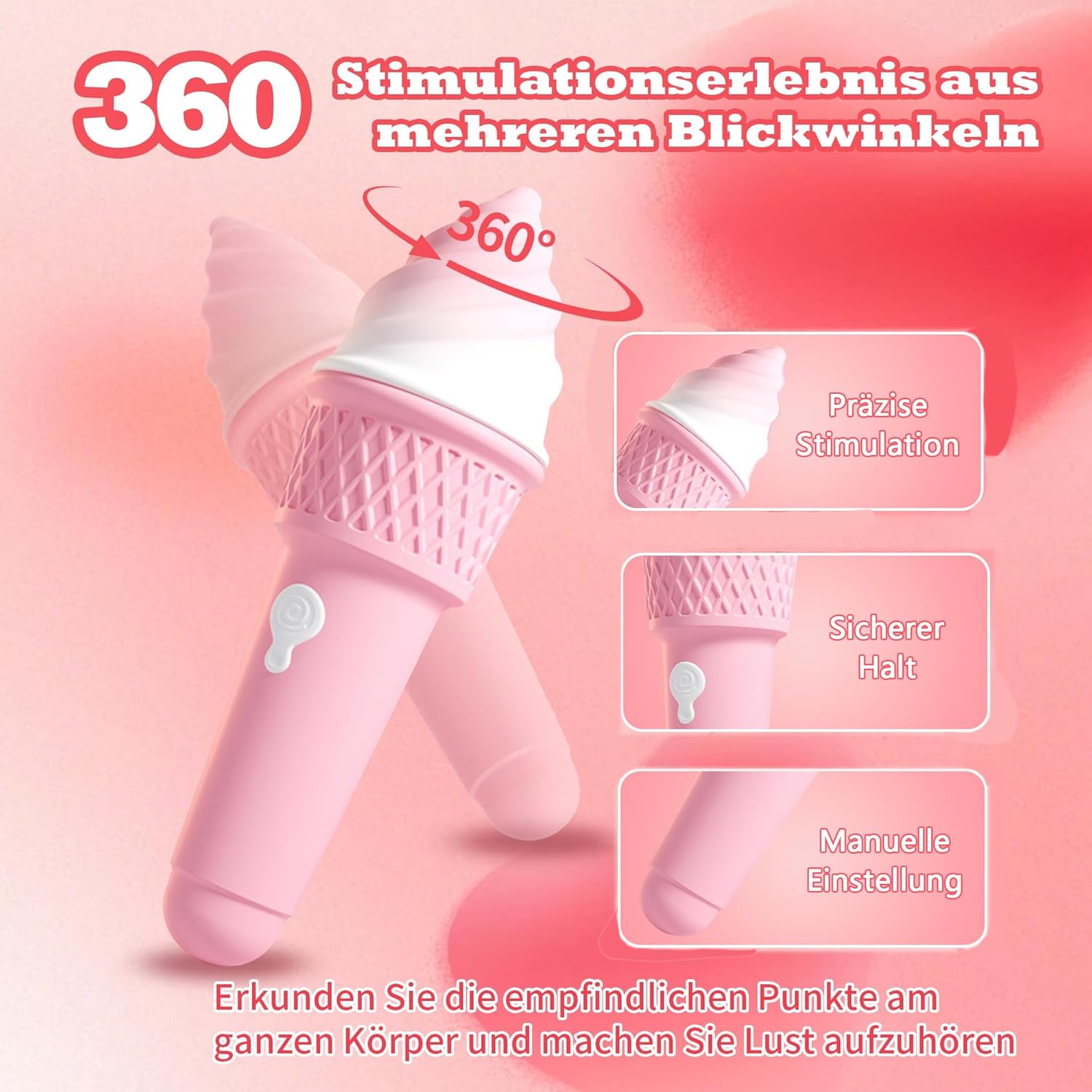 Quiet Drill with G Spot Vibrator Set 12 Vibration Modes Skin-Friendly Silicone USB Magnetic Charge for Couples or as Sex Toy for Women Pink – Bild 4