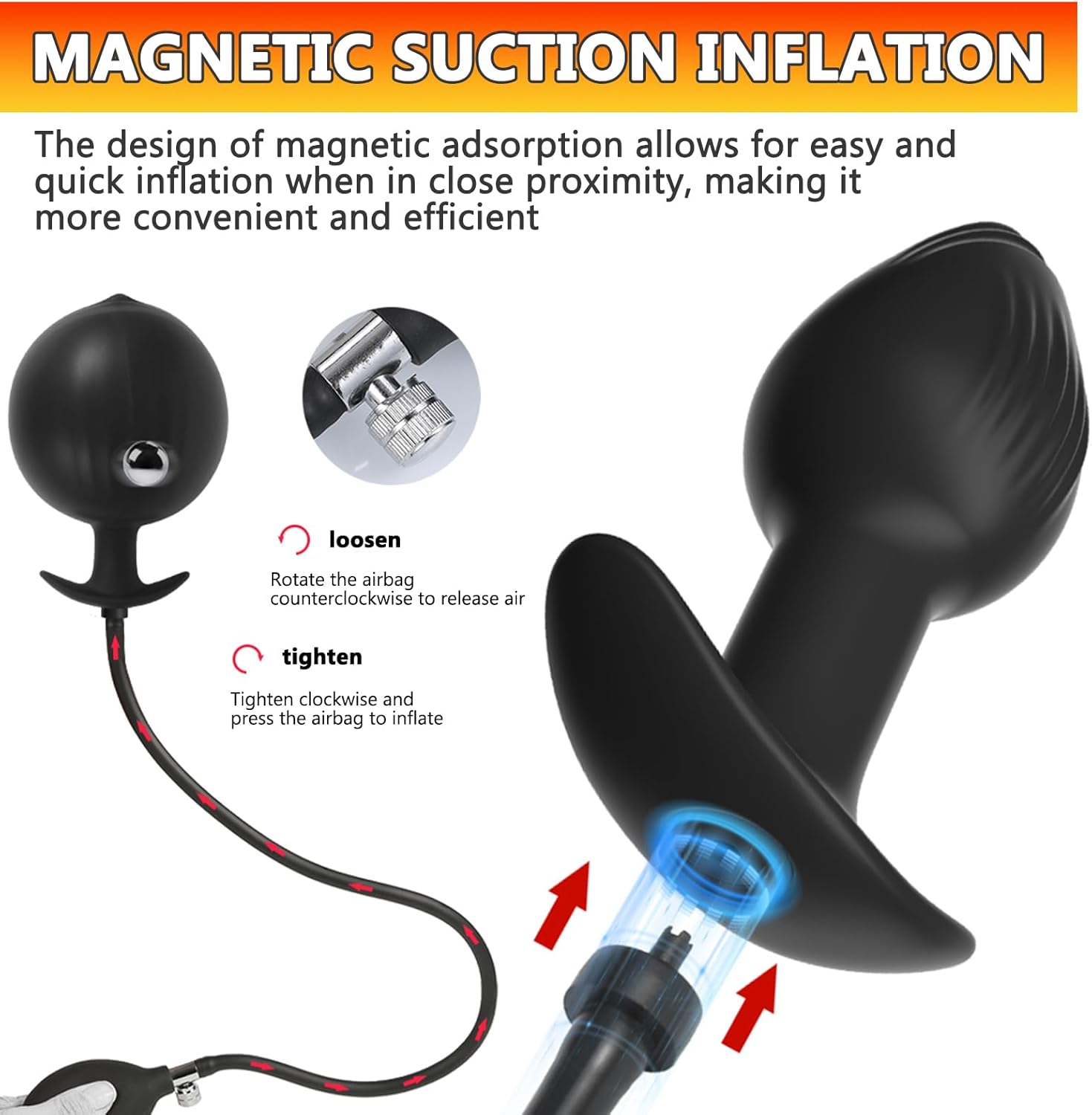 6.0 Inflatable Plug with Magnetic Suction Pump, Removable, Giant Dildo, Plug, Stretcher, Butt Plug, Plug for Women, Men, XXL, Balls, Butt Plug, Butt Plug, Butt – Bild 6