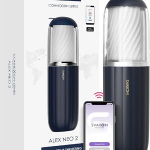 SVAKOM Alex Neo 2 Masturbating for Men, Electric Masturbator with 7 Telescopic Functions, Rotating Massage Function, Cup Masturbators, Pocket Pussy, Sex Toy for Men, Pump Sex Toys