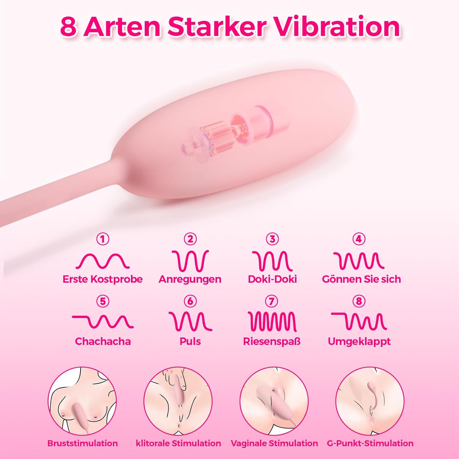 Love Balls for Women, Sex Toy for Women, Vibration for Women, Waterproof Vibro Egg, Sex Toy for Couples, Massager for the Intimate Area, Vibrator (Pink) – Bild 3