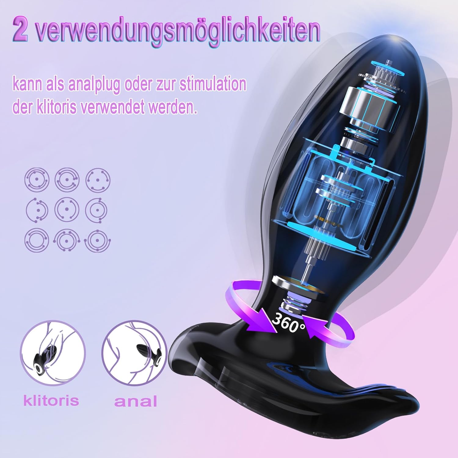 Vibrators for Men Plug Sex Toy for Men with 9 Rotation 9 Vibration, Plug Sex Toy for Couples Butt Plug Sex Toy – Bild 5