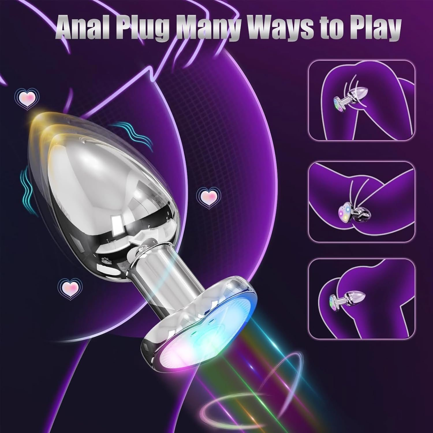 AMAZBEE Male Vibrators for Prostate Stimulation Stainless Steel Butt Plug with Remote Control Electric Plug Vibrator for Women (M) – Bild 2