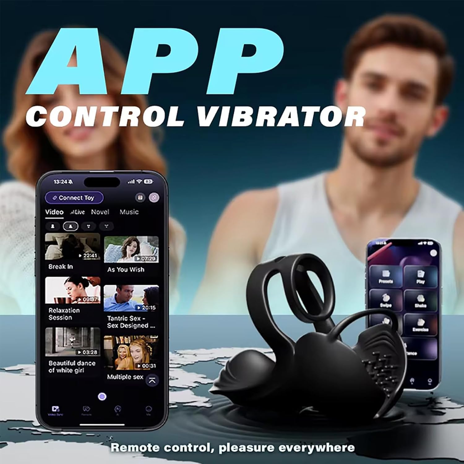 3-in-1 App Vibrator Ring Cock Ring Testicle Rings Couple Vibrator Vibrating Delayed Ejaculation Long Lasting Crystal Ring Vibrator Adult Sex Toy for Couples Men – Bild 5