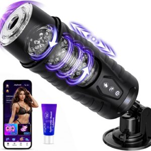 Masturbating for Men Hands-Free, AI Sex Toy for Men with 7 Telescope and 7 Rotation, App Masturbator with One-Click Turbo Pocket Pussy LCD Display Sex Toy Masturbators Vibrator Sets