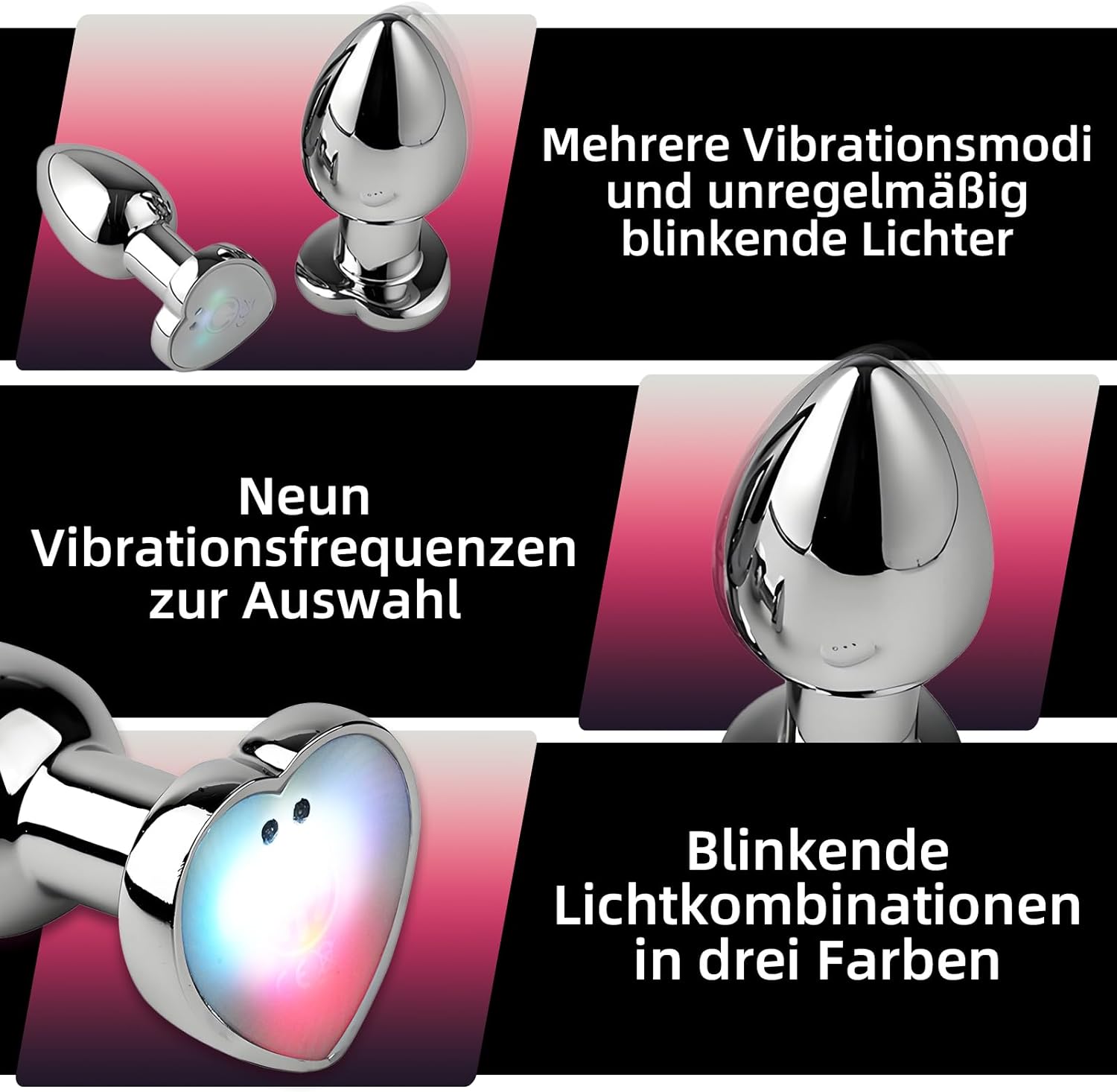 AMAZBEE Male Vibrators for Prostate Stimulation Stainless Steel Butt Plug with Remote Control Electric Plug Vibrator for Women (M) – Bild 5