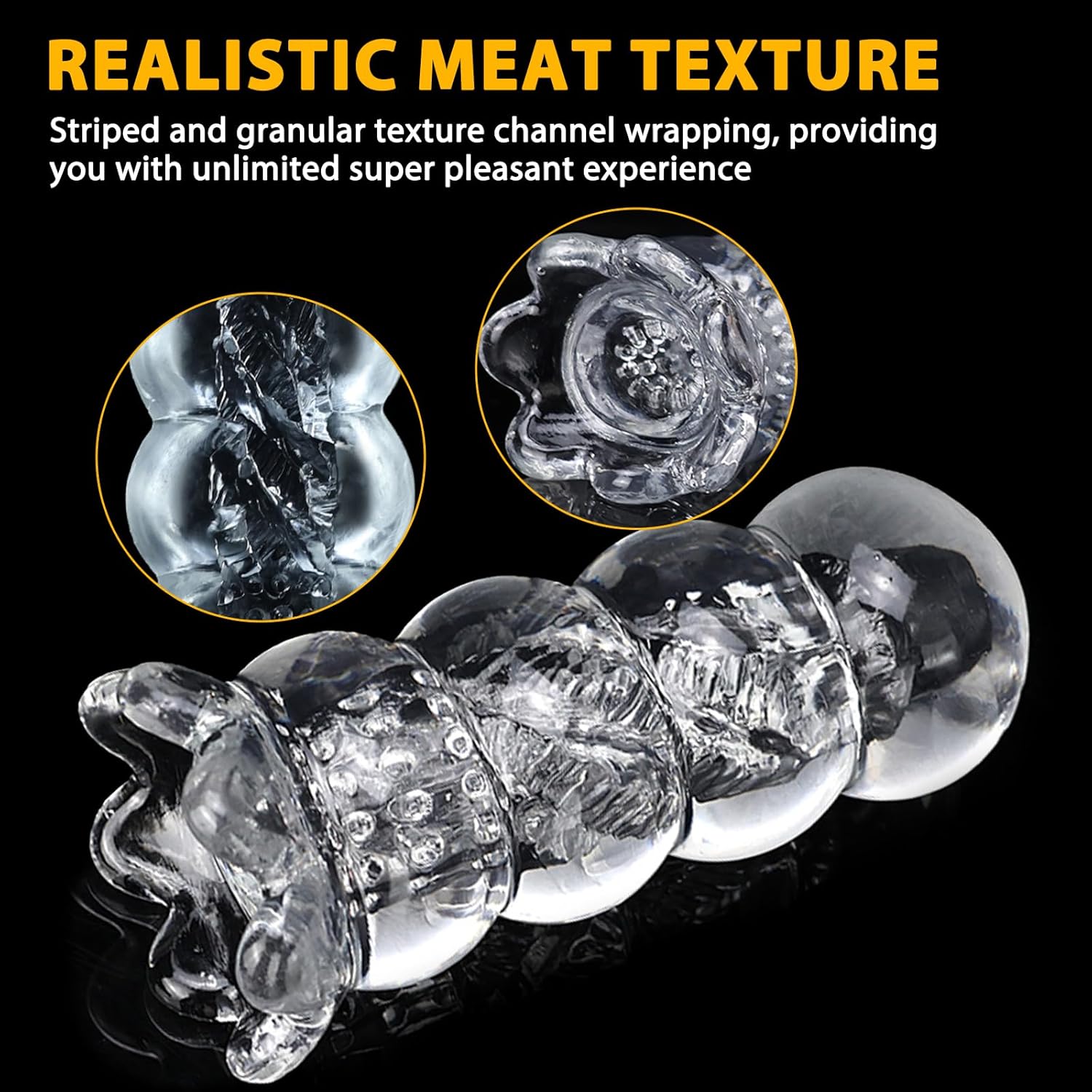 AMZII Manual Masturbator Cup Masturbating for Men, Masturbators Pocket Pussy Sex Toy for Men Solo, Pocket Pussy with 3D Vagina Love Tunnel Sleeve Training Device (Transparent) – Bild 2