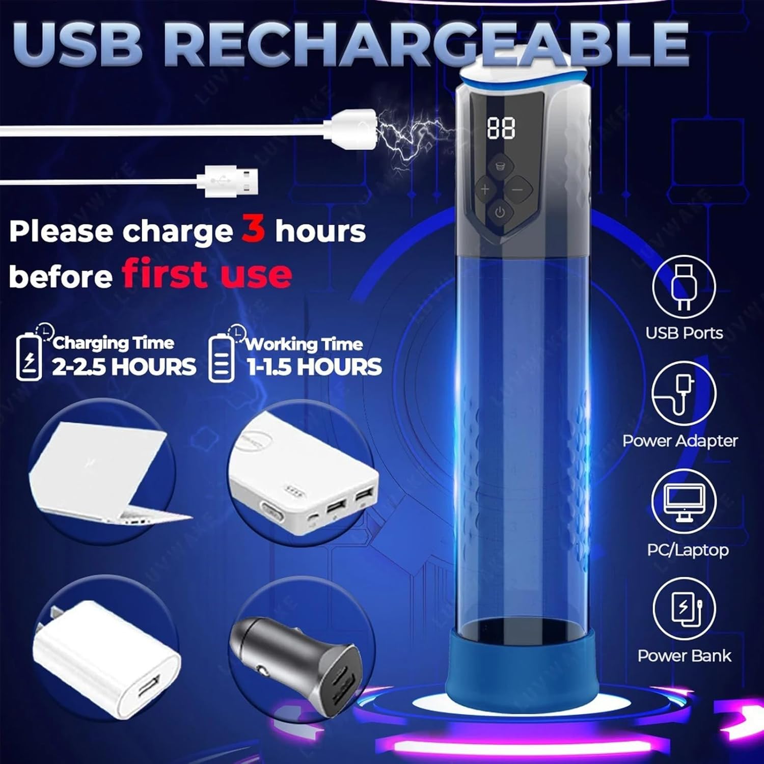 Electric Aeroplane Cup for Men, Vacuum Vacuum Trainer, Vibrating Male Spa Charging Trainer, Sex Toy Masturbator for Men – Bild 7