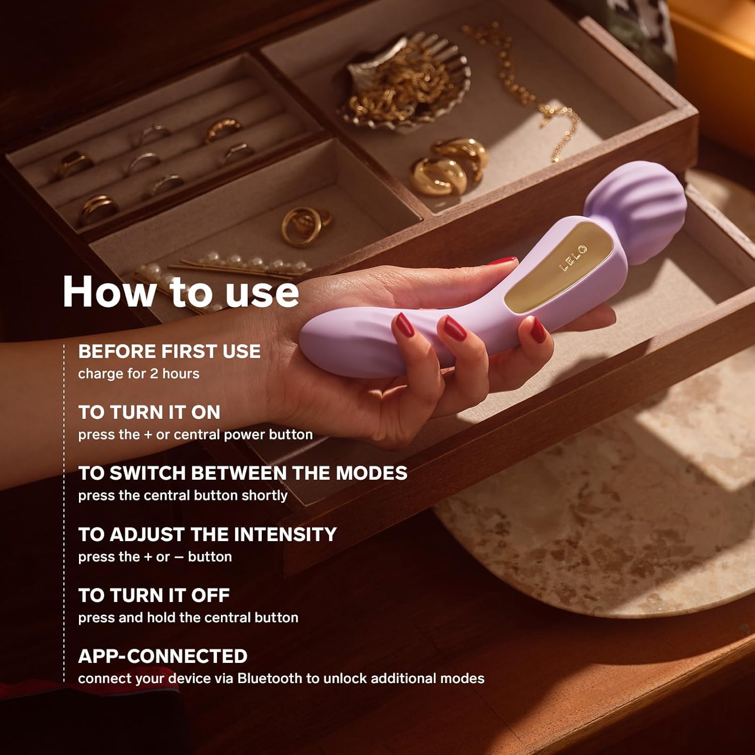 LELO Switch Massage Wand Sex Toy for Women with Bluetooth App and 12 Pleasure Settings, Dildo Vibrator, Vibrator Sets for Women Clitoris Sex Toy Woman, Sex Toy, Double Vibrator (Lilac) – Bild 6
