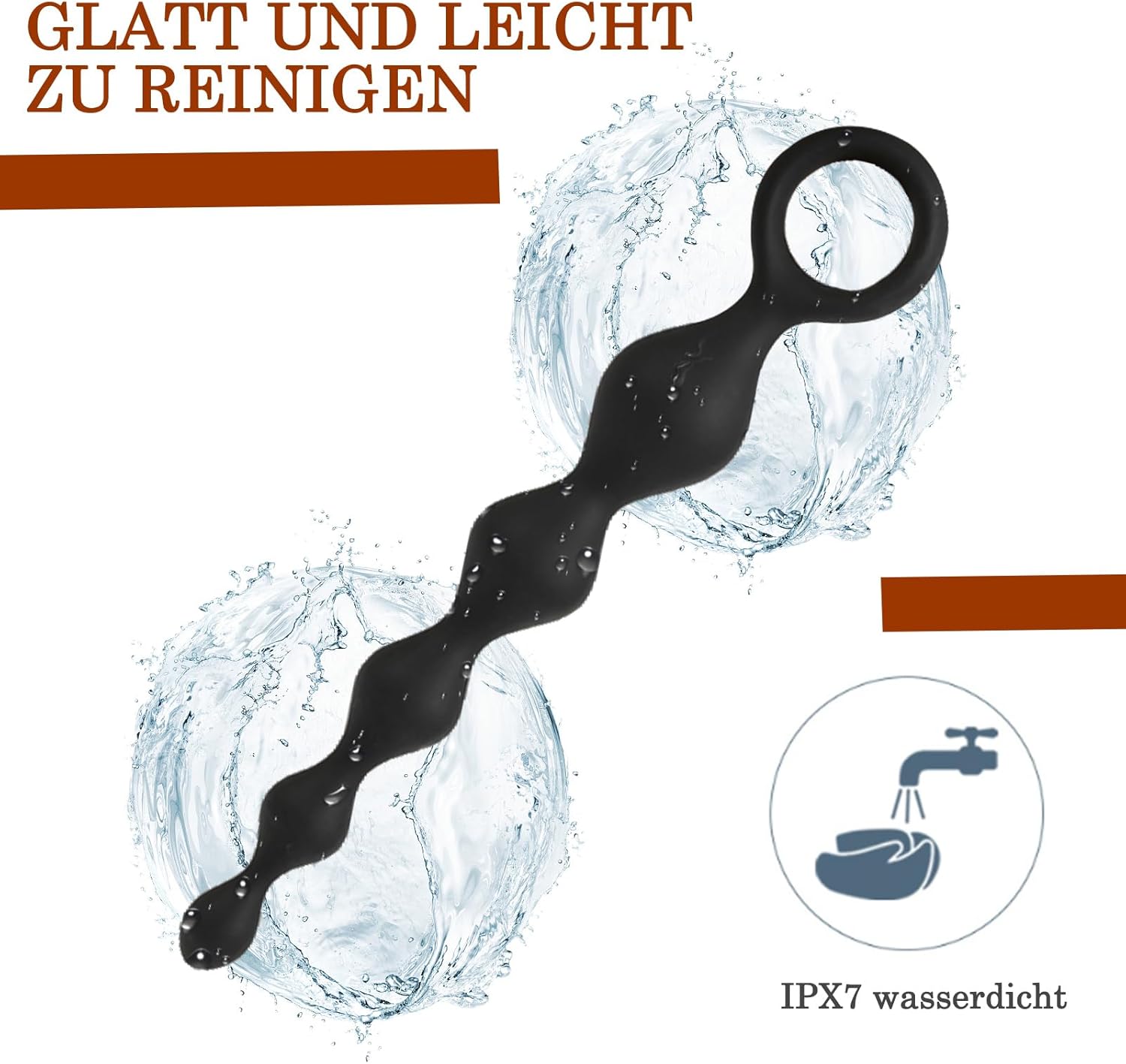 BDSMYOU Chain Plug with 5 Balls Beads + O-Ring, Plug for Men Women Beginners Plug Butt Plug Dildo Spreader Masturbator, Sex Toy Both (S) – Bild 5