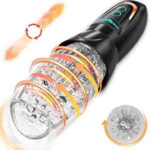 SENSIVO Masturbator Sex Toy for Men with 10 Vibrations & 8 Thrust and Rotation Patterns, 3-in-1 Sex Toy Masturbating for Men, Electric, Pocket Pussy Vibrator Sets for Men