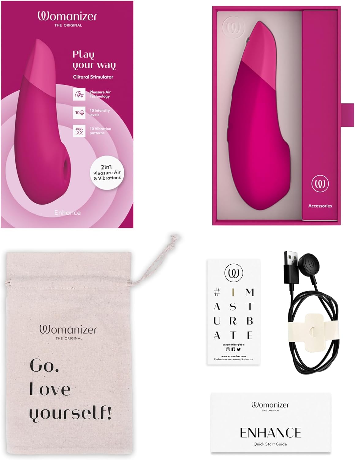 Womanizer Enhance 2-in-1 Clitoris Vibrator Teat for Her | Women's Stimulator with Suction Function | Sex Toy Woman | Teat Waterproof & Rechargeable | Dildo Sex Toy Extra Strong Toy Pink – Bild 7
