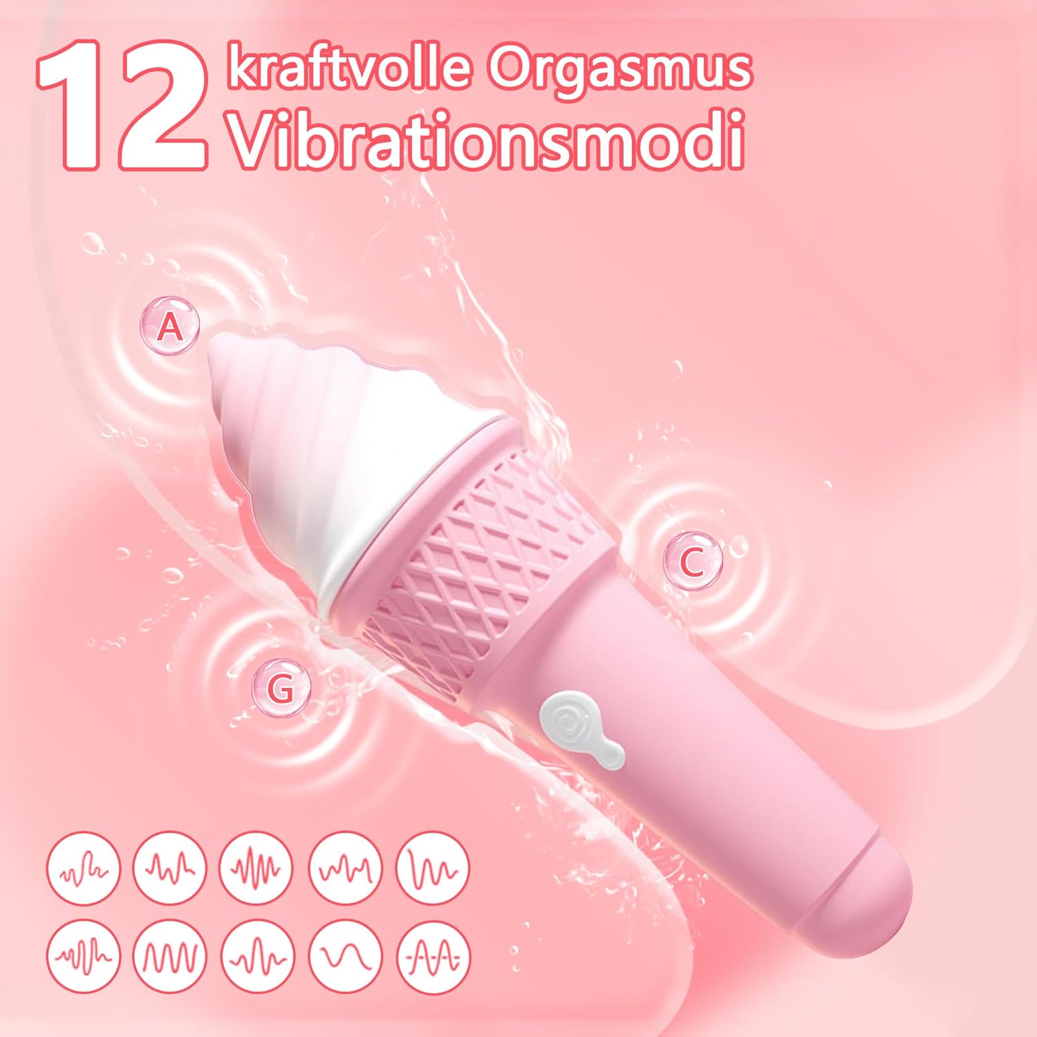 Quiet Drill with G Spot Vibrator Set 12 Vibration Modes Skin-Friendly Silicone USB Magnetic Charge for Couples or as Sex Toy for Women Pink – Bild 2
