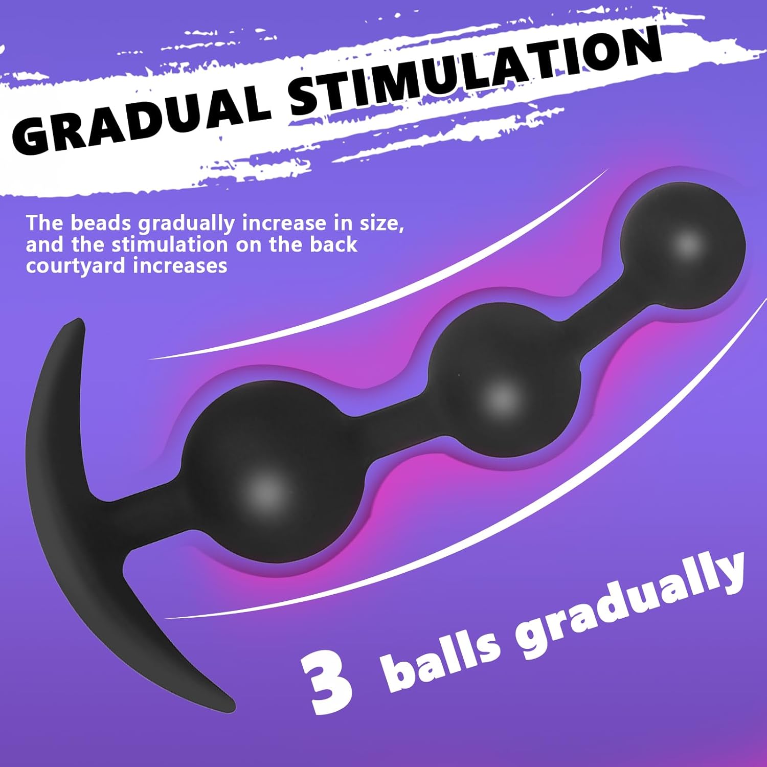BDSMJOY Balls Silicone, Plug Chain with Beads, Stretcher Expander Dildo Tail for Women, Hook Toys for Couples Women Men Extreme Sex (S) – Bild 3
