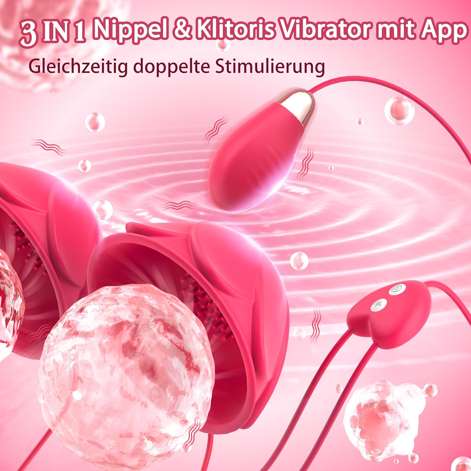 Vibrator Sex Toy for Women Couples - Breast Stimulators Vibration for Women Clitoris Stimulator for Her BDSM Sex Toy, Nipple Suction Vibrators Sex Toys with 9 Vibration Modes & App Control – Bild 2
