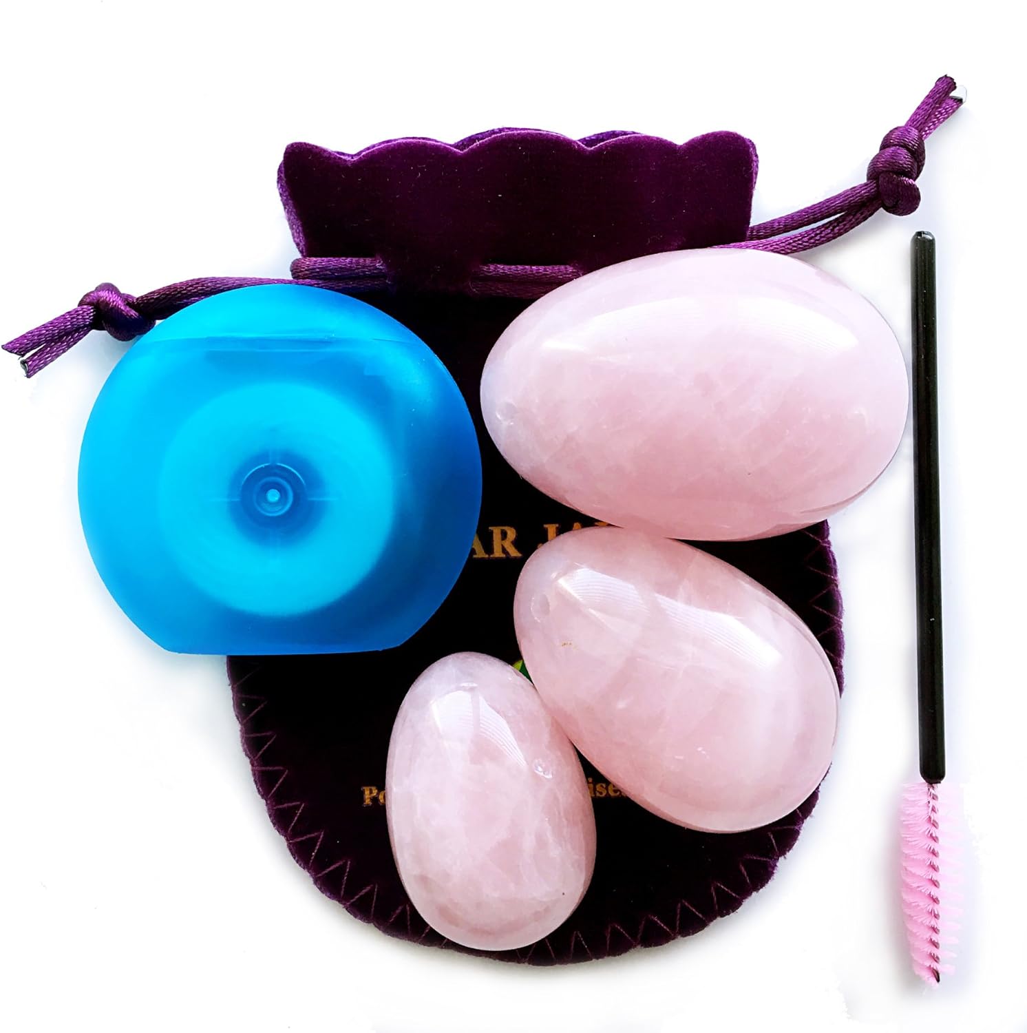 Rose Quartz Yoni eggs set of 3 Predrilled with Unwaxed String, Cleaning Brush, Certif Icates and Instructions, for Beam with Gain Better Bladder Control and Incontinence Improvement Polar Jade – Bild 6