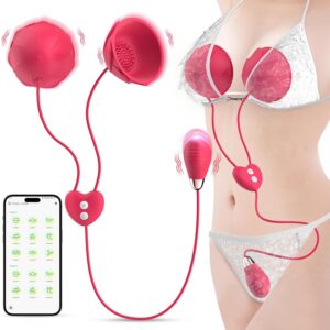 Vibrator Sex Toy for Women Couples – Breast Stimulators Vibration for Women Clitoris Stimulator for Her BDSM Sex Toy, Nipple Suction Vibrators Sex Toys with 9 Vibration Modes & App Control