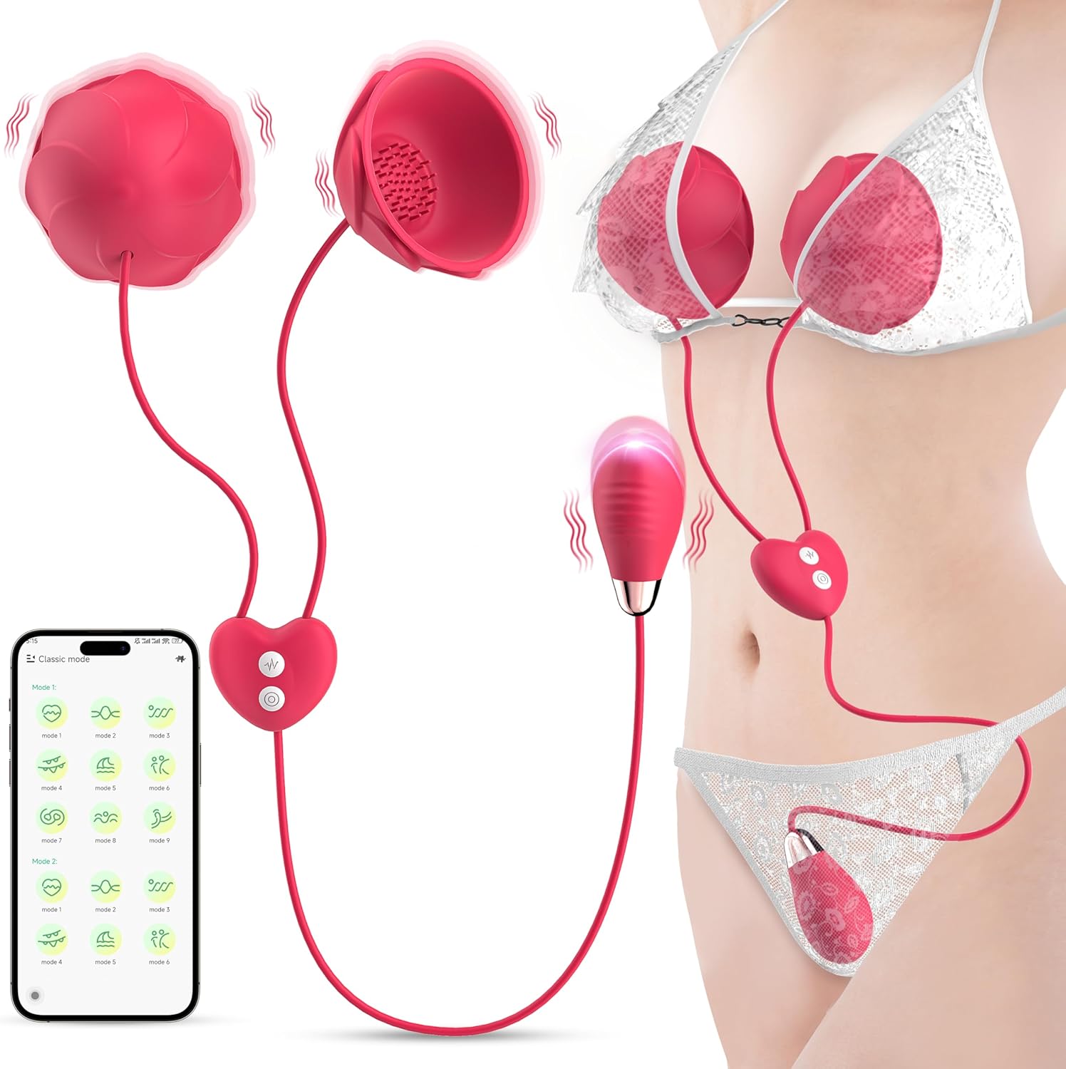 Vibrator Sex Toy for Women Couples - Breast Stimulators Vibration for Women Clitoris Stimulator for Her BDSM Sex Toy, Nipple Suction Vibrators Sex Toys with 9 Vibration Modes & App Control