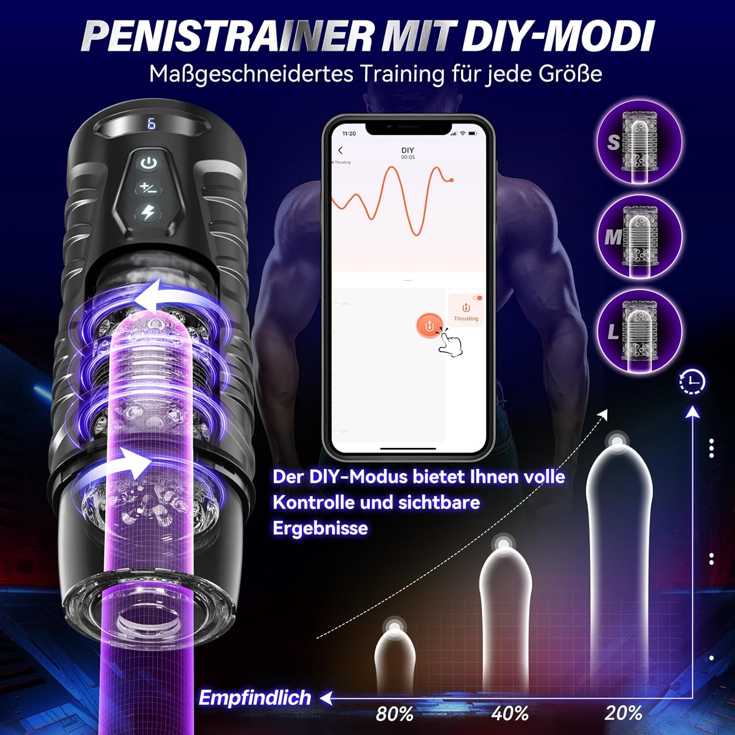 Masturbating for Men Hands-Free, AI Sex Toy for Men with 7 Telescope and 7 Rotation, App Masturbator with One-Click Turbo Pocket Pussy LCD Display Sex Toy Masturbators Vibrator Sets – Bild 6