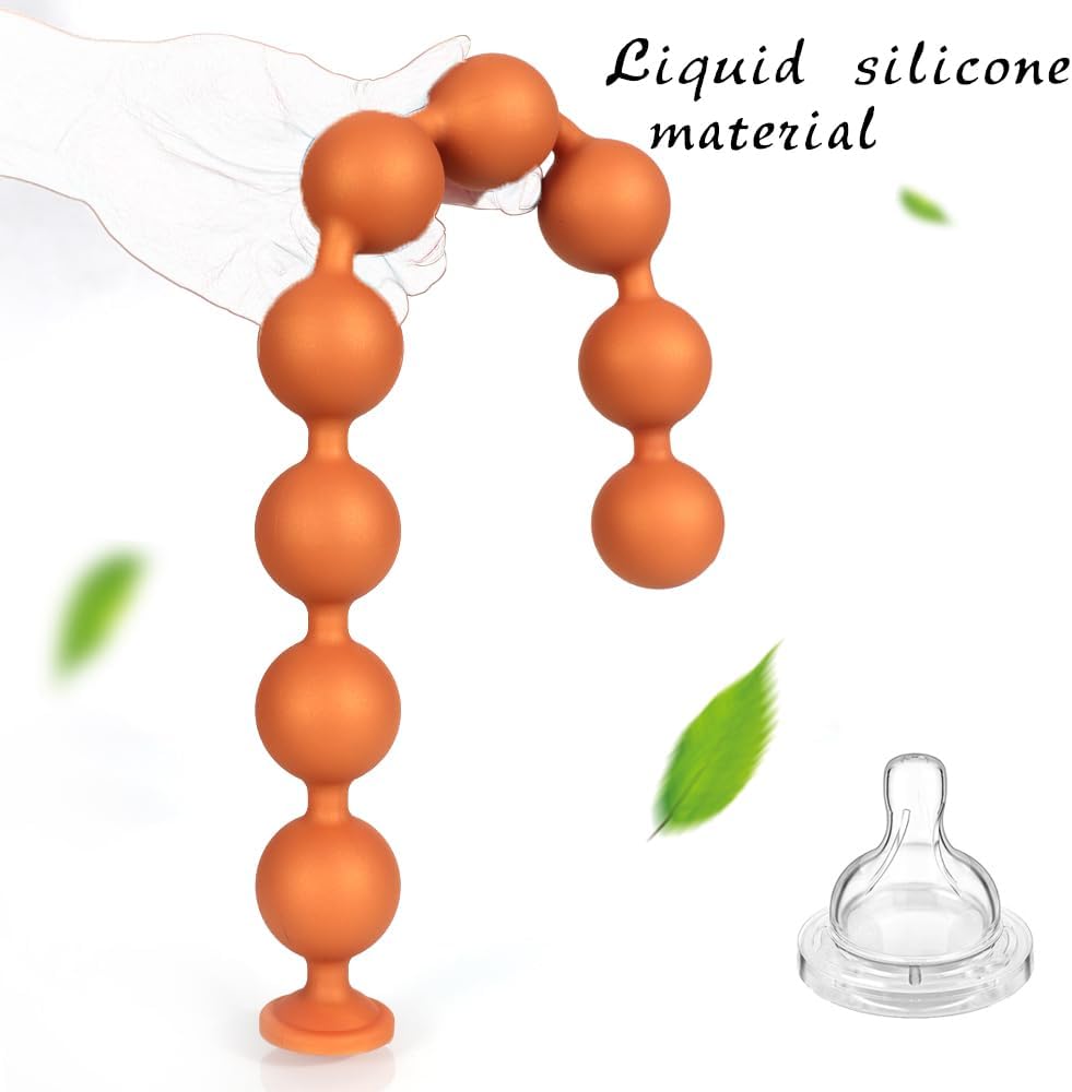 Jixaxe Extra Long Balls Big Silicone Plug Chain Beads Dilator Butt Plug Trainer Prostate Massager Stimulator Masturbator SM Extreme Sex Toy for Men Women Couples (M) – Bild 4