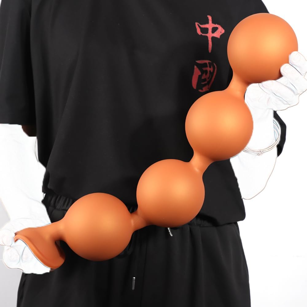 Jixaxe Extra Long Balls Big Silicone Plug Chain Beads Dilator Butt Plug Trainer Prostate Massager Stimulator Masturbator SM Extreme Sex Toy for Men Women Couples (M) – Bild 7