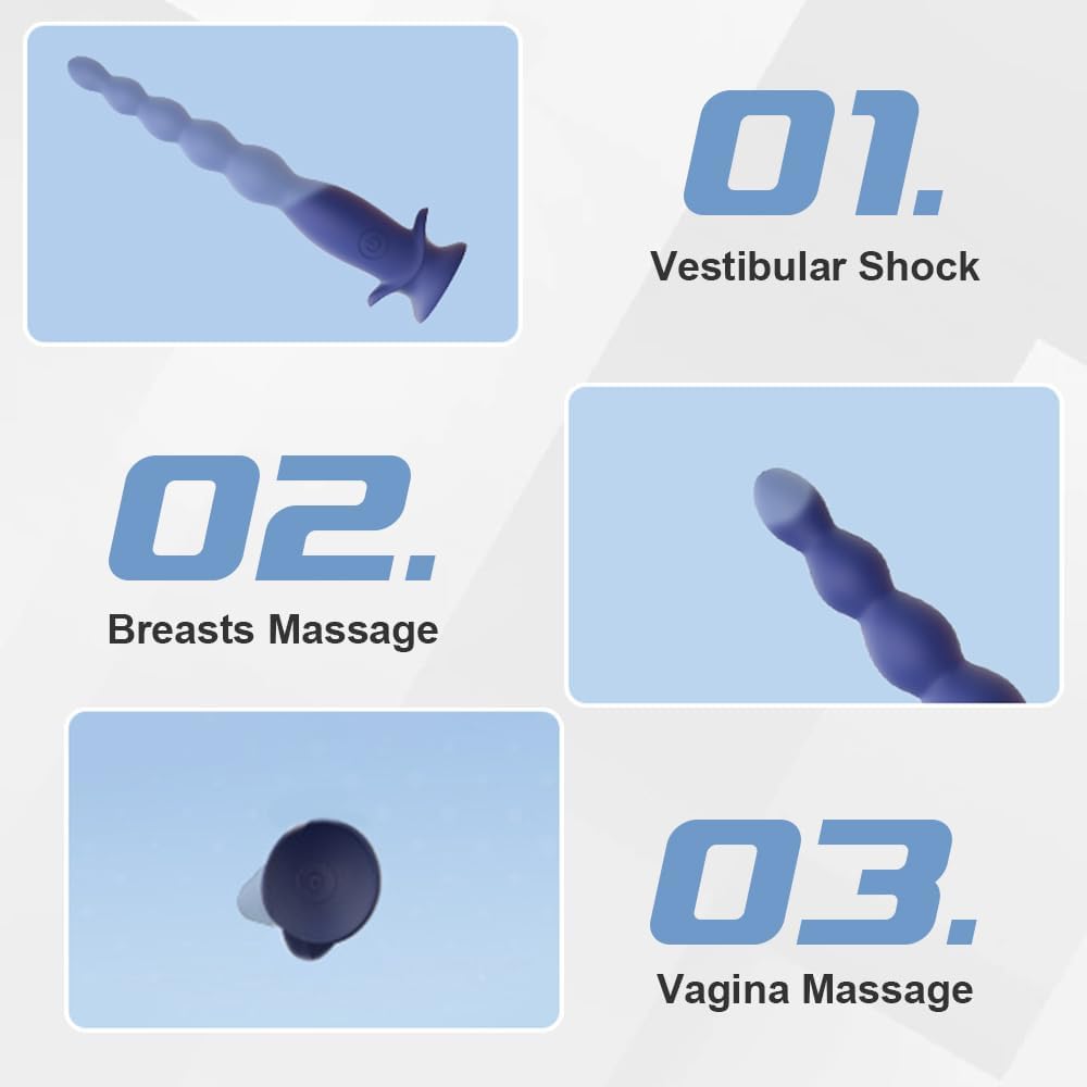 Analkugeln Analvibrator, 14.3 CM Analkette mit 5 Anal Beads & 10 Vibrationsmodi, Prostata Stimulation Männer, Analperlen Anal Dildo, Analvibratoren für Mann Frau Paare, Dunkelblau – Bild 3