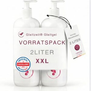Gleitzeit® Water-based lubricant for women, 1 litre, sensitive, dermatological intimate gel, lubricant pH neutral, odourless and skin-friendly (pack of 2)