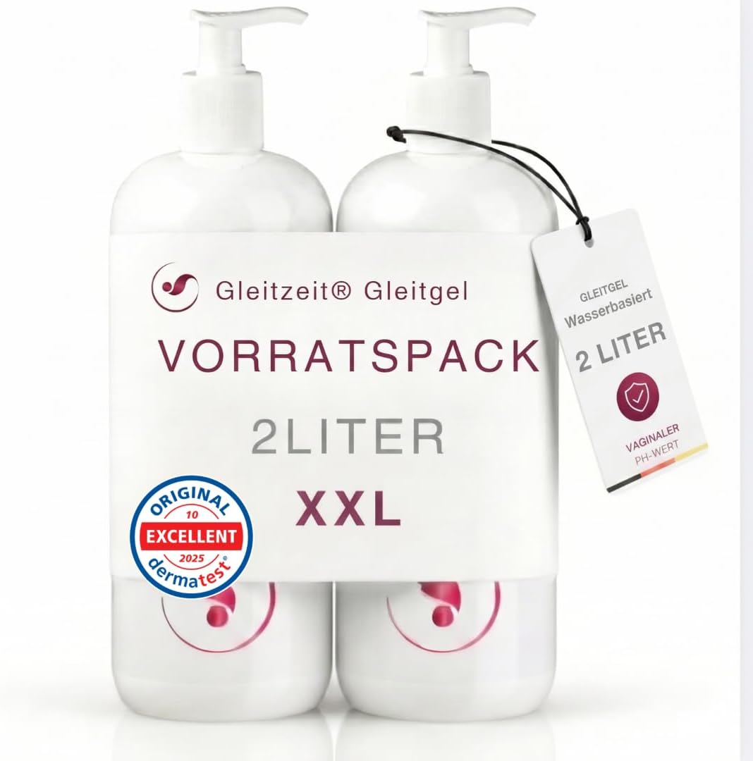 Gleitzeit® Water-based lubricant for women, 1 litre, sensitive, dermatological intimate gel, lubricant pH neutral, odourless and skin-friendly (pack of 2)